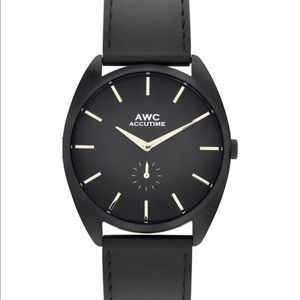Accutime Subeye Leather Strap Watch 45mm Black w Box